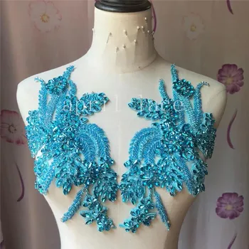  Lady zarif Prenses Mıa085 # Mavi Renk Testere Için El Yapımı Taş Boncuk Tül Aksesuar Düğün Gelin Elbise / Moda Tasarımcısı