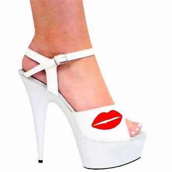  LAIJIANJINXIA Romantik Kadın Dans Ayakkabıları Gece Kulübü Peep Toe 15 cm Yüksek Topuklu Kalın platform sandaletler Kutup Dans Ayakkabıları