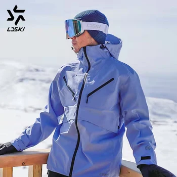  LDSKI Unisex Snowsuit 2021 Yeni Erkek Kadın Kayak Takım Elbise Kış Açık Kar Sporları Kayak Ceket 3L Malzeme 20000 + Su Geçirmez