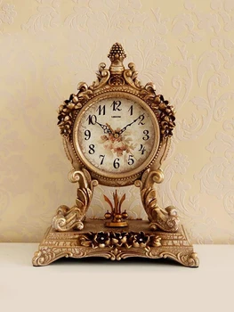  Lüks Avrupa Masa Saati Altın Oturma Odası Mutfak Sessiz Masa Saati Büyük Retro Basit Reloj Pared Ev Dekorasyonu QAB50TZ