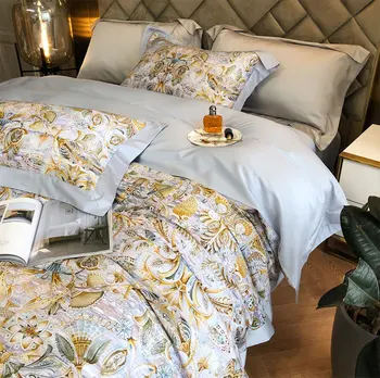  Lüks vintage pastoral çiçek yatak seti, fantezi retro pamuk tam kraliçe kral ev tekstili düz levha yastık kılıfı yorgan kapak