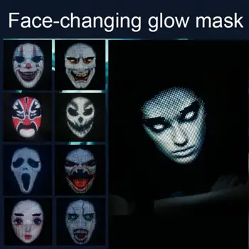  Masquerade Bluetooth uyumlu LED ışıklı maske karnaval Festivali Değişen yüz RGB yanar parti cadılar bayramı maskesi dekor