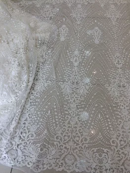  Moda SYJ-61612 afrika net dantel kumaş ile tam boncuk işlemeli tül dantel kumaş için gelin elbise
