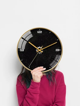  Modern Tasarım Büyük duvar Saati Metal Altın Oturma Odası Yatak Odası Saat Mekanizması Yaratıcı Izle Duvar Sessiz Reloj Mutfak Saati