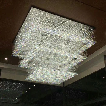  Modern Tasarım Büyük Kristal Avize Otel Aydınlatma AC110V 220 V Cilası Cristal Kronleuchter LED Oturma Odası Lamba