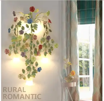  Modern Ülke Çiçek Çiçek Gül Duvar Lambaları LED AC Duvar ışıkları Oturma Odası Ev iç mekan aydınlatması Duvar Aplikleri Yatak Odası Lambası
