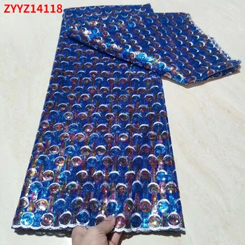  Muhteşem Afrika Fransız Dantel Dikiş Elbise Tekstil Yüksek Kalite Nijeryalı Circles Sequins Kumaş Parti Elbise ZYYZ14118