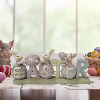  Mutlu Paskalya tavşanı Heykeli Süsler Bunny Reçine paskalya dekorasyonu Figürler Bahçe Ev Ofis Masa Masa Patio Yard