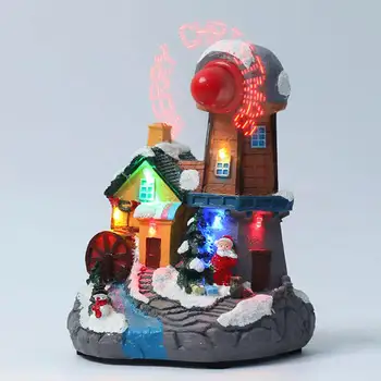  Noel kar evi led ışık sahne minyatür yazlık ev masa üstü