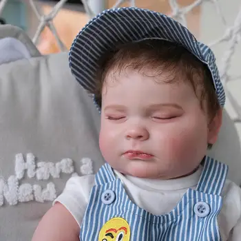  NPK 20 inç Yeniden Doğmuş bebek Kiti Tam Vücut Silikon Erkek Uyku Bebek Köklü Saç El Boyalı Bebek Yüksek Kaliteli El Yapımı G J4F7