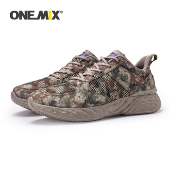  ONEMIX 2021 Yeni Stil Askeri Eğitim Sneakers Erkekler için Yumuşak Ordu spor ayakkabı Nefes Örgü Kamuflaj yürüyüş ayakkabısı Sneaker