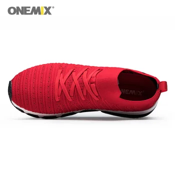  ONEMIX hava yastığı koşu ayakkabıları Erkekler Örgü rahat ayakkabılar Açık koşu ayakkabıları hafif Adam Nefes Spor spor ayakkabılar
