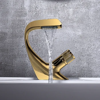  Orijinal tasarım Lüks Banyo lavabo musluk Sanatsal Pirinç Havzası mikser dokunun Tek delik Tek kolu Bakır musluk En Kaliteli