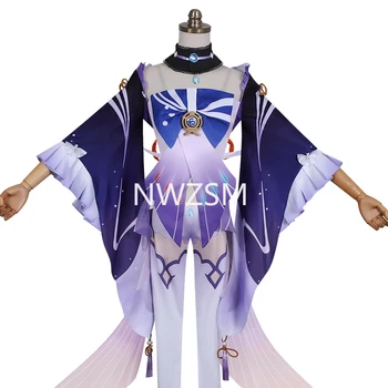  Oyun Genshin Darbe Kokomi Cosplay Kostüm Sangonomiya Kokomi Cosplay Kostüm Seksi Kadın Elbise Cadılar Bayramı Şerit Tam Set