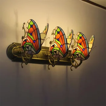 PARLAK Tiffany duvar ışıkları aplikleri Modern LED kelebek lambaları kapalı fikstür ev dekorasyon için