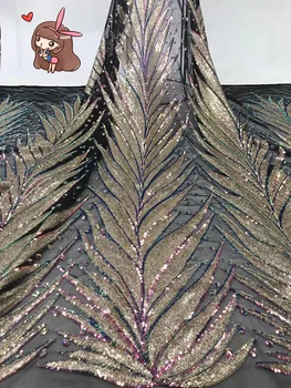  Payetler ile nijeryalı işlemeli Dantel Kumaş SYJ-5174 Yüksek Kalite Afrika Fransız Dantel Kumaş