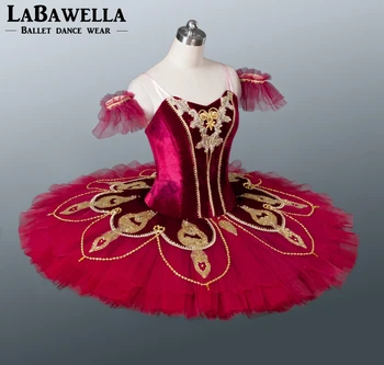  Performans Tutu Don Kişot Kırmızı İspanyolca Profesyonel Bale Tutu Kostüm BT8936A Kız Gözleme Bale Tutu Kostüm Dans Topluluğu