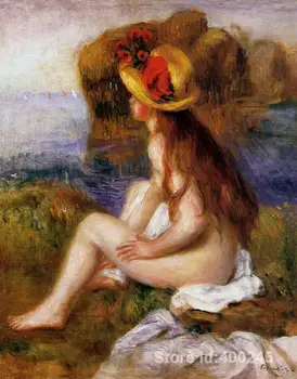  Pierre Auguste Renoir resimleri Çıplak bir Hasır Şapka modern sanat güzel Yüksek kaliteli El boyalı
