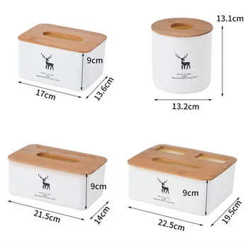  Plastik Doku Kutusu Ahşap Bambu Kapak saklama kutusu Beyaz Araba Doku Tutucu için Mutfak Banyo Tuvalet Masaüstü Peçete Konteyner