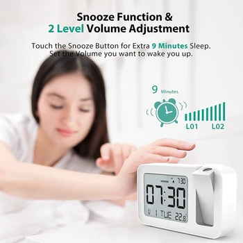  Projeksiyon Çalar Saat ile Kapalı Sıcaklık, 4 Ayarlanabilir Projeksiyon Parlaklık, çalar Saat Yatak Odası için Uygun