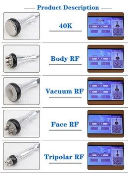  Radyo Frekansı RF 40K Kavitasyon Lipo Ultrasonik Selülit Azaltma Yağ Çözme Kırışıklık Karşıtı Cilt Sıkılaştırma Makinesi
