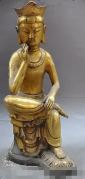  S00072 tibet budizm tapınağı bronz yaldız Kwan-Yin Guan Yin Bodhisattva Tanrıça heykeli