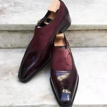  Sapatos Para Hombre Erkekler Ayakkabı Moda Bahar Sonbahar PU Deri Kayma Yuvarlak Ayak Rahat Toka Ofis Ziyafet Katı ZQ0595
