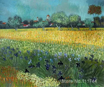  Satın Al sanat tuval online görünümü İLE ARLES süsen Vincent Van Gogh üreme resimleri el boyalı yüksek kalite
