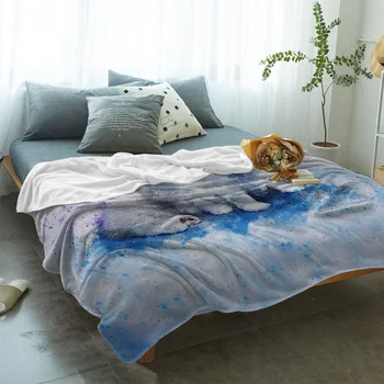  Sevimli Hayvan Kedi Köpek Suluboya atmak battaniye Yumuşak sıcak mikrofiber battaniye pazen battaniye