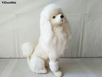 Simülasyon kaniş köpek modeli prop, polietilen ve kürkler büyük 33x24 cm beyaz çömelme köpek el sanatları, ev dekorasyon oyuncak d2655