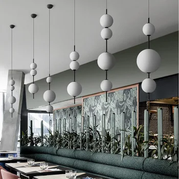  Son İskandinav restoran lambaları, yaratıcı cafe bar dize lambaları, yatak odası cam LED top avize