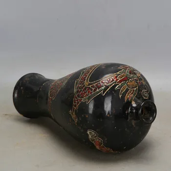  Song Hanedanı Siyah Sır El Yapımı Ejderha Porselen Vazo Eski İmitasyon Antika Porselen Antik Süsler