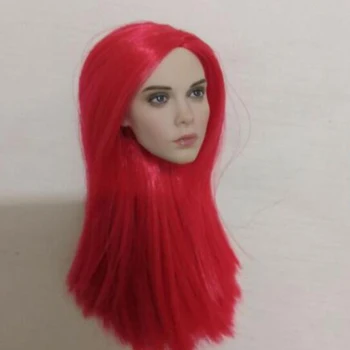  SOTCK 1/6 ölçekli Kadın Güzellik Kırmızı Uzun Saç Başkanı Şekillendirici Modeli F 12
