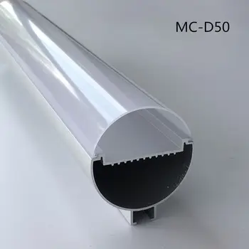  Sütlü PC kapaklı 1M / 2M uzunluğunda 50mm çaplı alüminyum alaşımlı profil; Çelik halatlı; Led şerit ışığı için alüminyum led profil