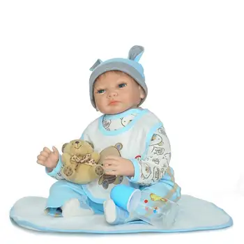  Sıcak satış 2018 ürünleri moda bebek oyuncakları bebek aksesuarları silikon reborn bebekler boys yumuşak vücut vinil oyuncak 55 cm 22 