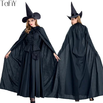  TaFiY 2017 4 ADET Yetişkin Cadılar Bayramı Partisi Cosplay Cadı Kostüm Siyah Gotik Cadı Kostüm Fantezi Elbise Vampirler Kostümleri Kadınlar için