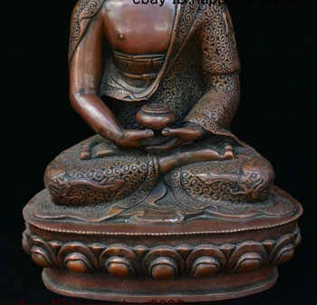  Tibet Budizm Bronz Ejderha Robe Shakyamuni Amitabha Buda Tathagata Heykeli