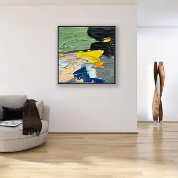  Tuval üzerine soyut Resim Orijinal Sanat Modern Sanat Çağdaş Sanat Dokulu Ev Dekor Oturma Odası Duvar Sanatı Kare Büyük Duvar