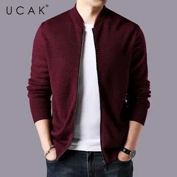  UCAK Marka Rahat Fermuar Hırka Erkekler Sweatercoat Giyim Sonbahar Yeni Klasik Streetwear Çizgili Çekme Homme U1240