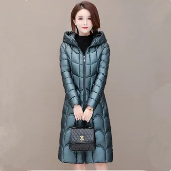  UHYTGF Zarif Kadın Kış Pamuk Ceket Kaliteli Parlak Aşağı Soğuk Sıcak Giyim Kore Gevşek Rahat 5 xlplus Boyutu Tops 1112