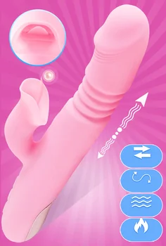  Vibratör Teleskopik Alay G-Spot Klitoris Dil Yalama Kadın Seks Oyuncakları Vajina Yapay Penis Titreşimli Mastürbasyon Yetişkin Ürünleri 18