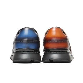  Vikeduo El Yapımı Kahverengi Sneakers Kılavuzu Yeni Özellik Markalı Hakiki Rahat Ayakkabılar Erkek Deri Ayakkabı