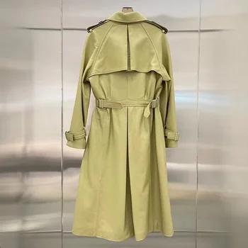  X-Uzun bahar Ceket kadın Ceket Hakiki Deri Gerçek Koyun Derisi Elbise 2021 Yeni Varış Giyim Kruvaze