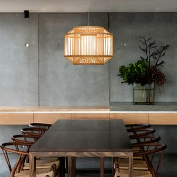  Yaratıcı bambu avize lamba kolye ışık yemek odası dekorasyon abajur için