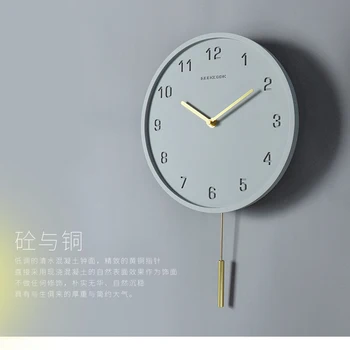 Yaratıcı Modern Duvar Saati Sarkaç ıle Lüks Oturma Odası Bakır Dijital Çimento Saatler Toptan Reloj De Pared Ev Dekor
