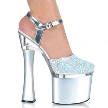  Yeni 18 cm süper yüksek topuklu Cam kök paket sandalet gece kulübü ayakkabı satan üreticiler yeni satış kadın Dans Ayakkabıları