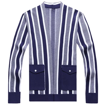  Yeni En Kaliteli Marka Lüks Triko Hırka Erkek Güz Kış Çizgili Kazak Kore Casual Palto Ceket Giyim Y359
