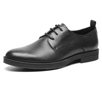 Yeni Erkek Hakiki deri rahat ayakkabılar Yumuşak Rahat Ofis Iş erkek ayakkabısı Yuvarlak Ayak Bağcıkları Günlük Eğlence Erkek Ayakkabı Boyutu 38-44
