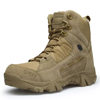  Yeni Erkekler yüksek üst açık Taktik çizmeler Ordu çöl savaş botları kaymaz yürüyüş ayakkabıları Erkek kamp tırmanma avcılık sneakers