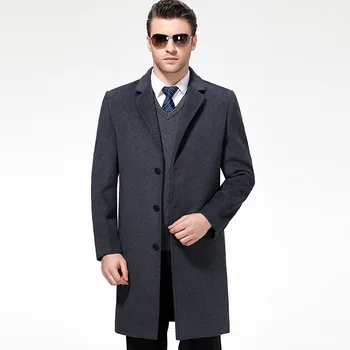  Yeni Erkekler Yün Palto Uzun Takım Elbise Yaka Ince Rüzgarlık Rahat Tek Göğüslü Kalın Ceket Artı Boyutu M L XL XXL 3XL 4XL